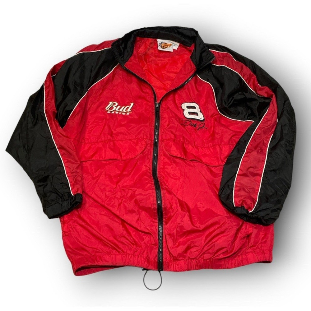 Vintage Winners Circle Dale Earnhardt Jr #8 Bud Racing Jacket Size L Red Black
